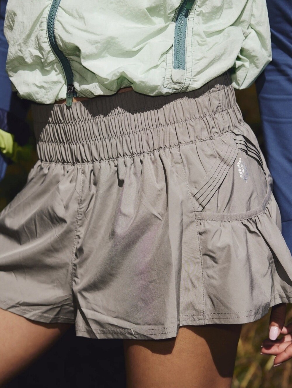 FP Movement Get Your Flirt On Flutter Shorts Blue Sage Grey